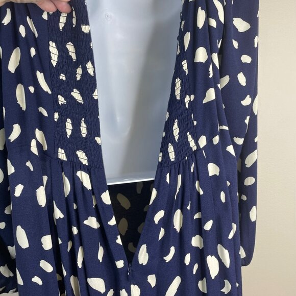 Reformation Womens Sigmund Puff Sleeve Midi Dress 16 Navy Milkmaid Wedding Guest - Picture 6 of 8